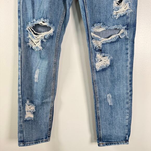One Teaspoon Women's Blue Mid Rise Distressed 100% Cotton Relaxed Jeans Size 24 - Picture 3 of 10